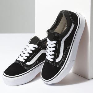 Vans Bayan Spor Ayakkabı Old Skool Platform Siyah/Beyaz | 27428-612